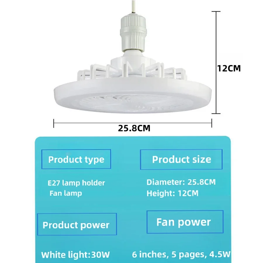 Ceiling Fan With Light Remote Control Ceiling Lamp E27 Bulb 30W Silent Ceiling Fans For Living Room Bedroom Kitchen Electric Fan