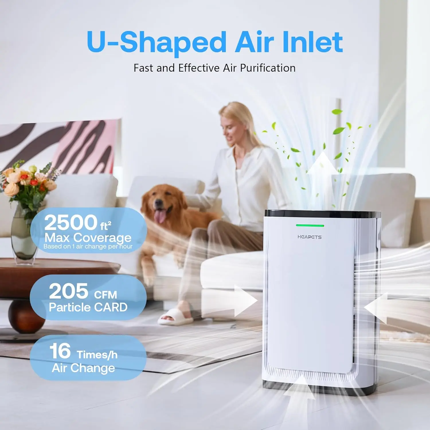 Purifier for Home Large Room Up to 2500 ft², HEPA Air Purifier with Air Quality Monitor, Sleep Mode, Smart WiFi, Air Cle