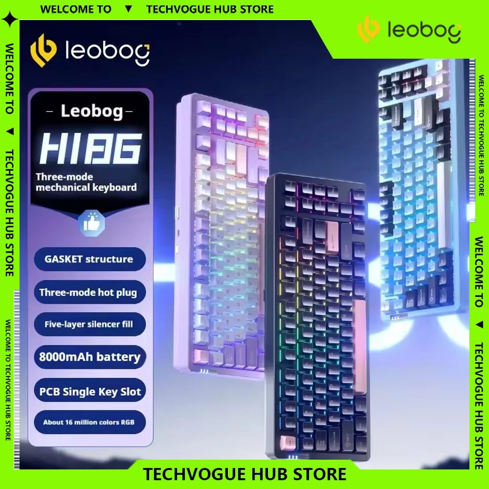 LEOBOG Hi86 Tri-mode 75% Aluminum Alloy Hot-Swap Gasket RGB Mechanical Gaming Keyboard Customized E-sports Keyboard Gamer Gifts