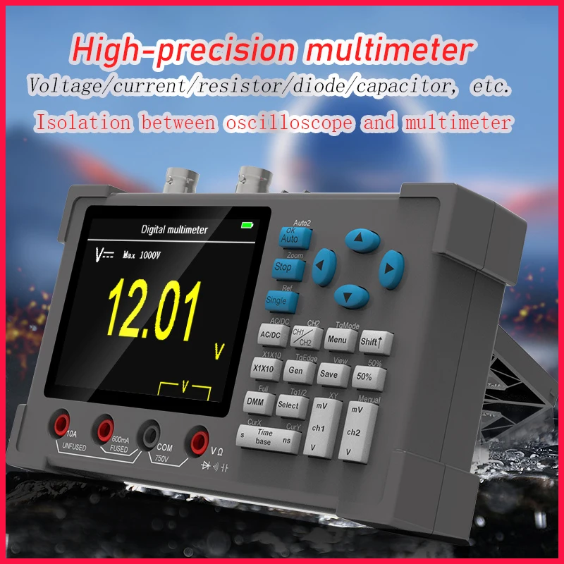 DSO3D12 3 in 1 Digital Oscilloscope Dual Channels 120Mhz Bandwidth Portable Osiclloscopes + Multimeter+Waveform Generator