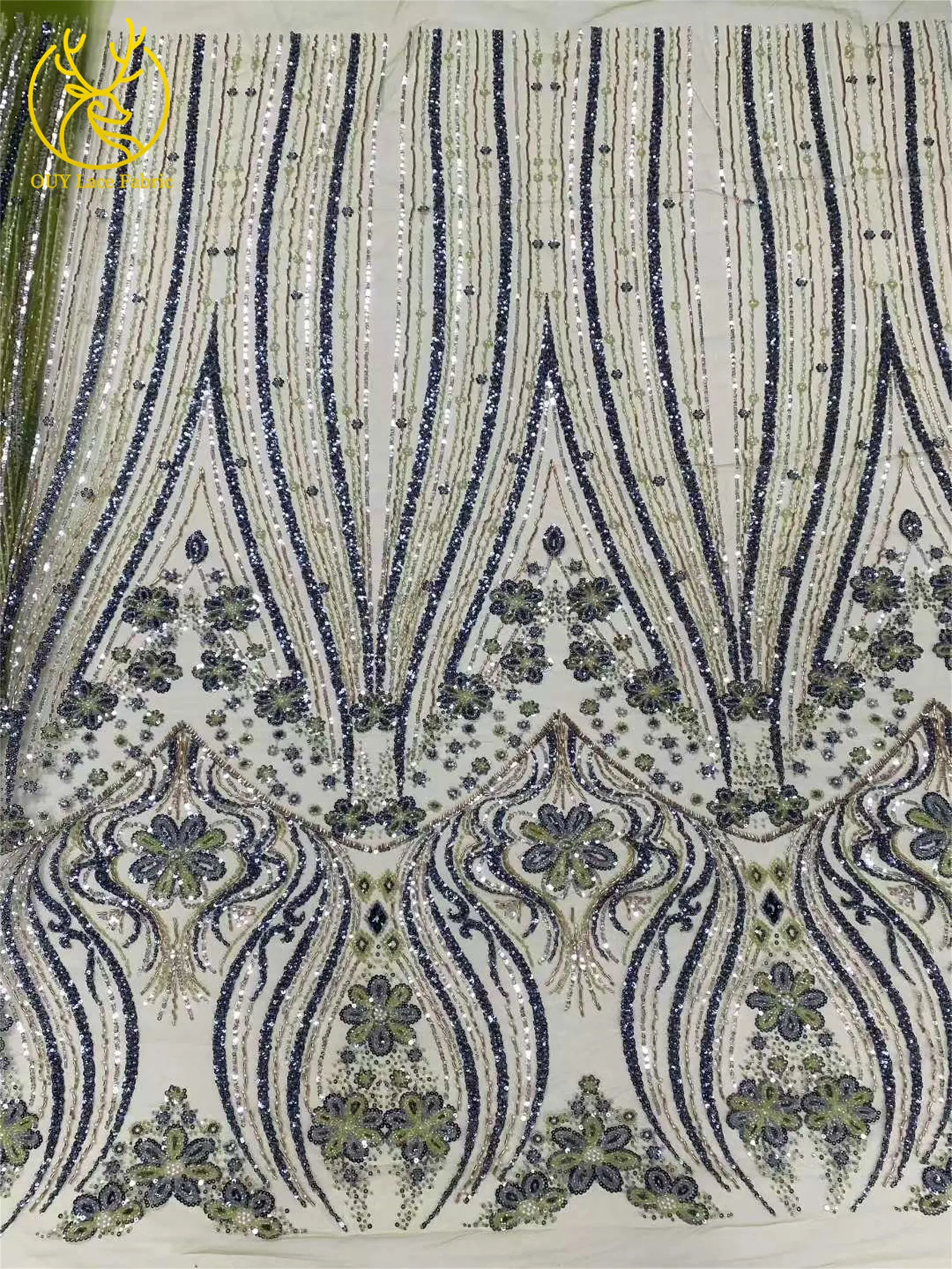 ブラウンアフリカビーズレース生地2025高品質フランスナイジェリア絶妙なスパンコールレース生地、ウェディングパーティードレス用5ヤード