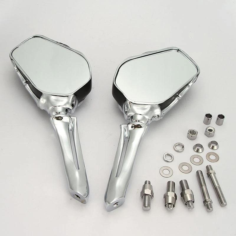 1Pair Universal Motorcycle Skull Hand Mirrors Motorbike Rearview Mirrors For Honda/kawasaki/Suzuki/Yamaha/Victory