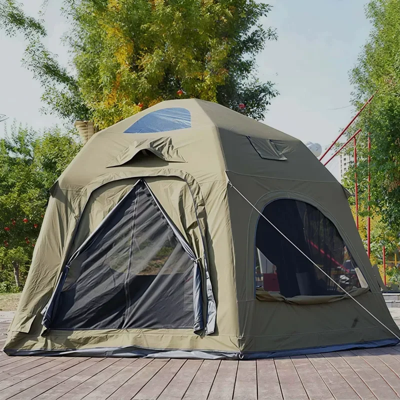Manufacturer Supply 4.5m Diameter Double Layer TC Cotton Snowproof 8.8 Camping Canopy Pole-Supported Sun Shade Waterproof