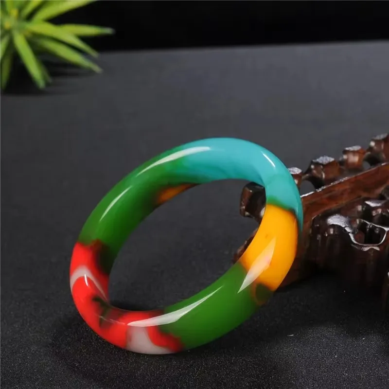 

Natural Chinese Colorful Hand-carved Jade Bracelet Fashion Wide Fine Women Jewelry Jade Bracelet Gift Accessories