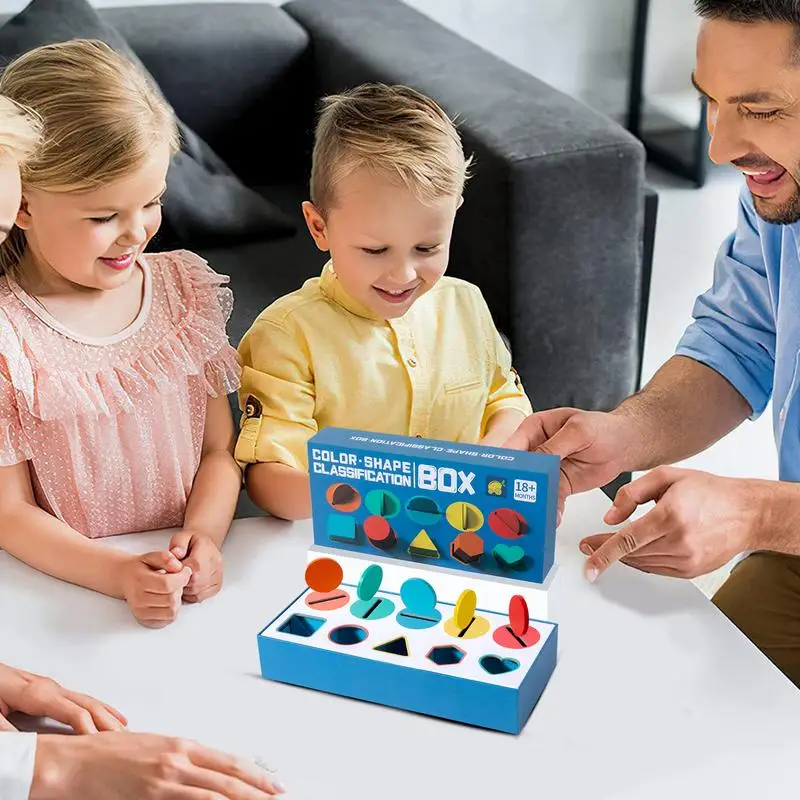 Caja de clasificación de formas de madera, caja de aprendizaje a juego, juguetes de habilidades motoras finas, juego de entrenamiento de reconocimiento de Color para niños y niñas de 3 años