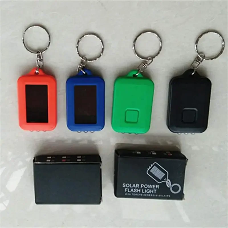 Mini Portable Solar Power 3  Light Keychain Keyring Flashlight Outdoor Survival Emergency Light Tools Small Flashlight