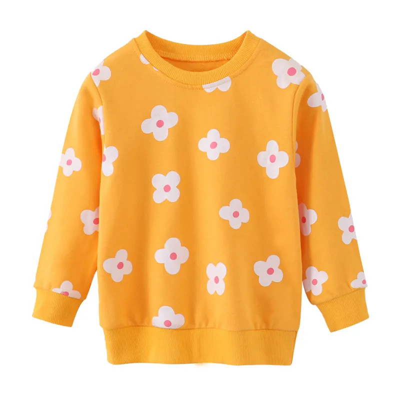 

Jumping Meters Girls Sweatshirts With Flowers Print Toddler Kids Clothing Autumn Spring Sport Baby Hooded Shirts Children's Tops