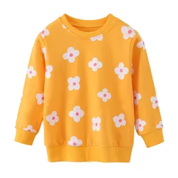 Jumping Meters Girls Sweatshirts With Flowers Print Toddler Kids Clothing Autumn Spring Sport Baby Hooded Shirts Children's Tops