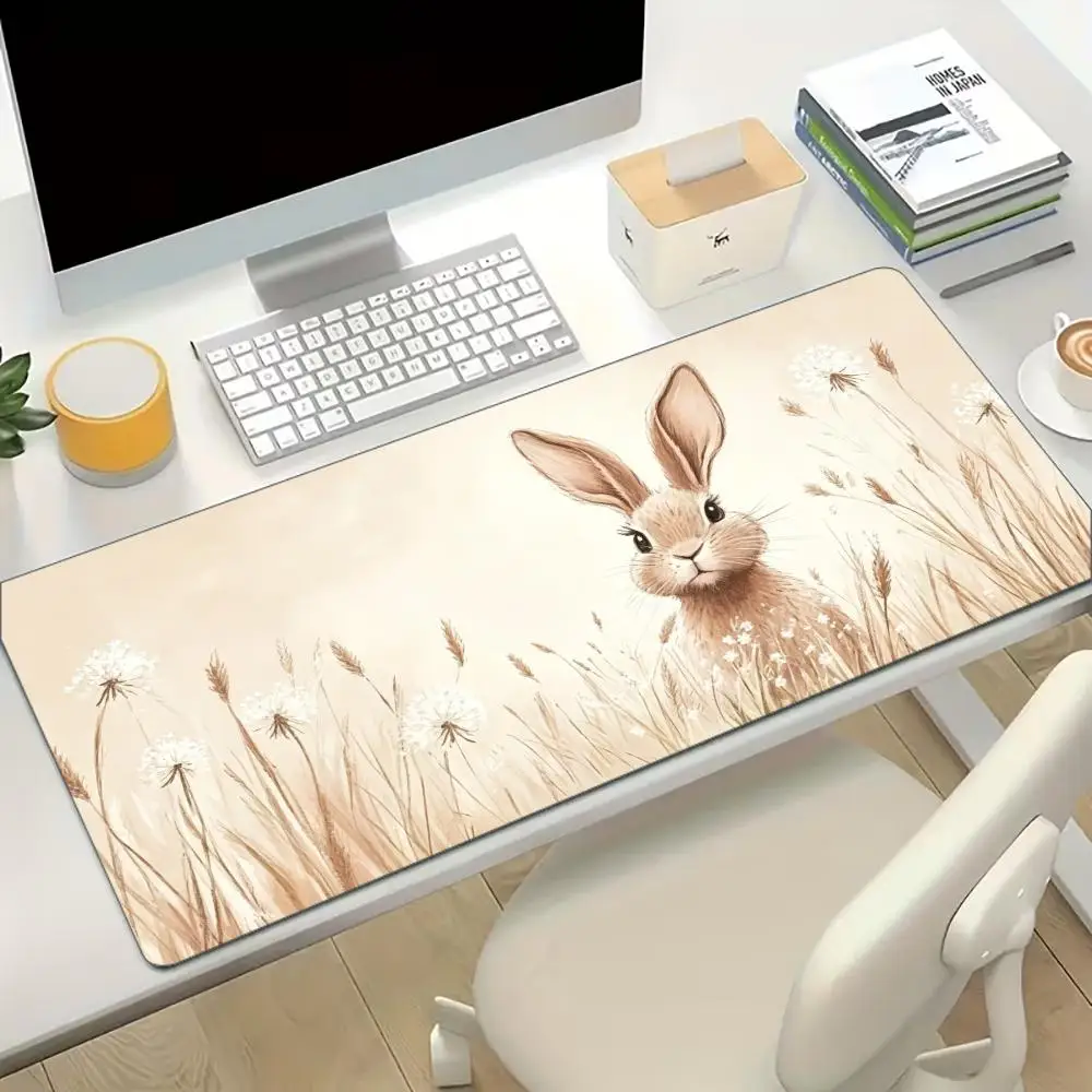 Grassland Rabbit Extended Desk Mat Non Slip Rubber Stitched Edge Large Mousepad for Laptop PC Office Desktop Gaming Ground