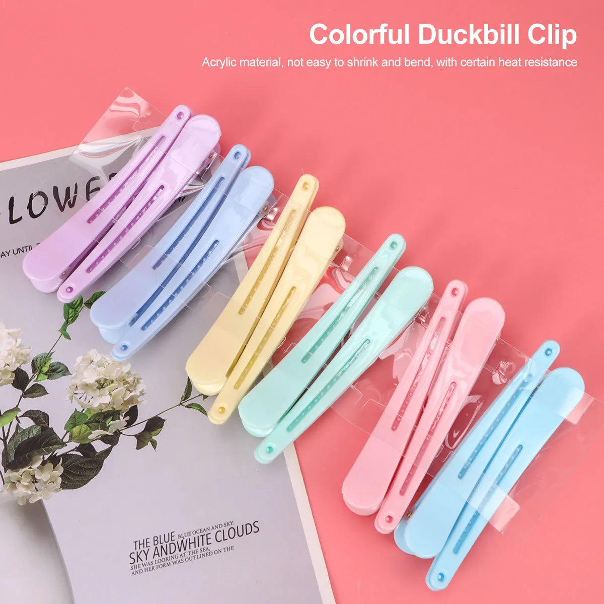 

12Pcs Colorful Duckbill Clips Hairdressing Clips Sturdy Lightweight for Salon Home Barber Hair Styling Partition Clamp