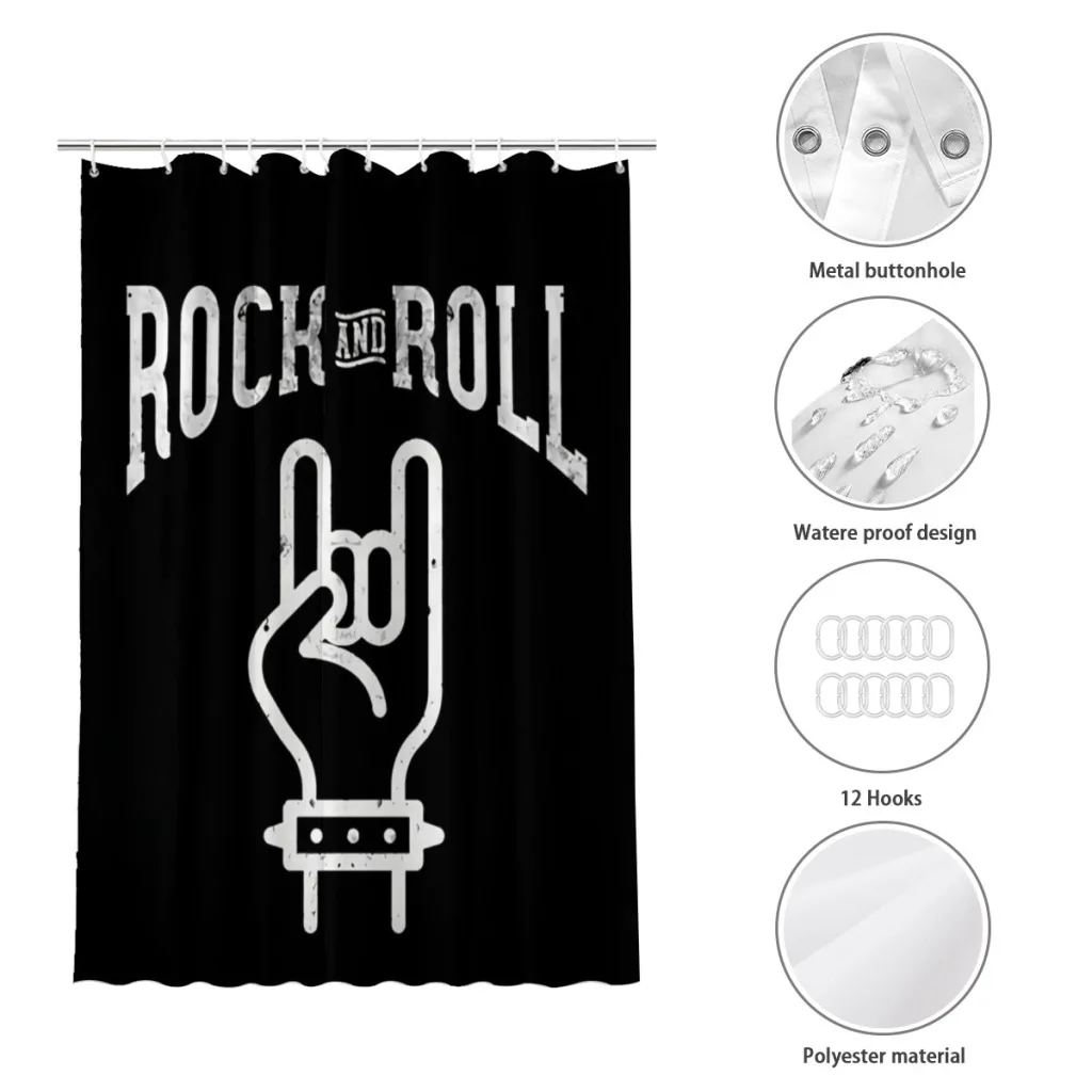 Rock N Roll Sign Of The Horns Bathroom Shower Curtains HEAVY METAL Waterproof Partition Curtain Designed Home Decor Accessories