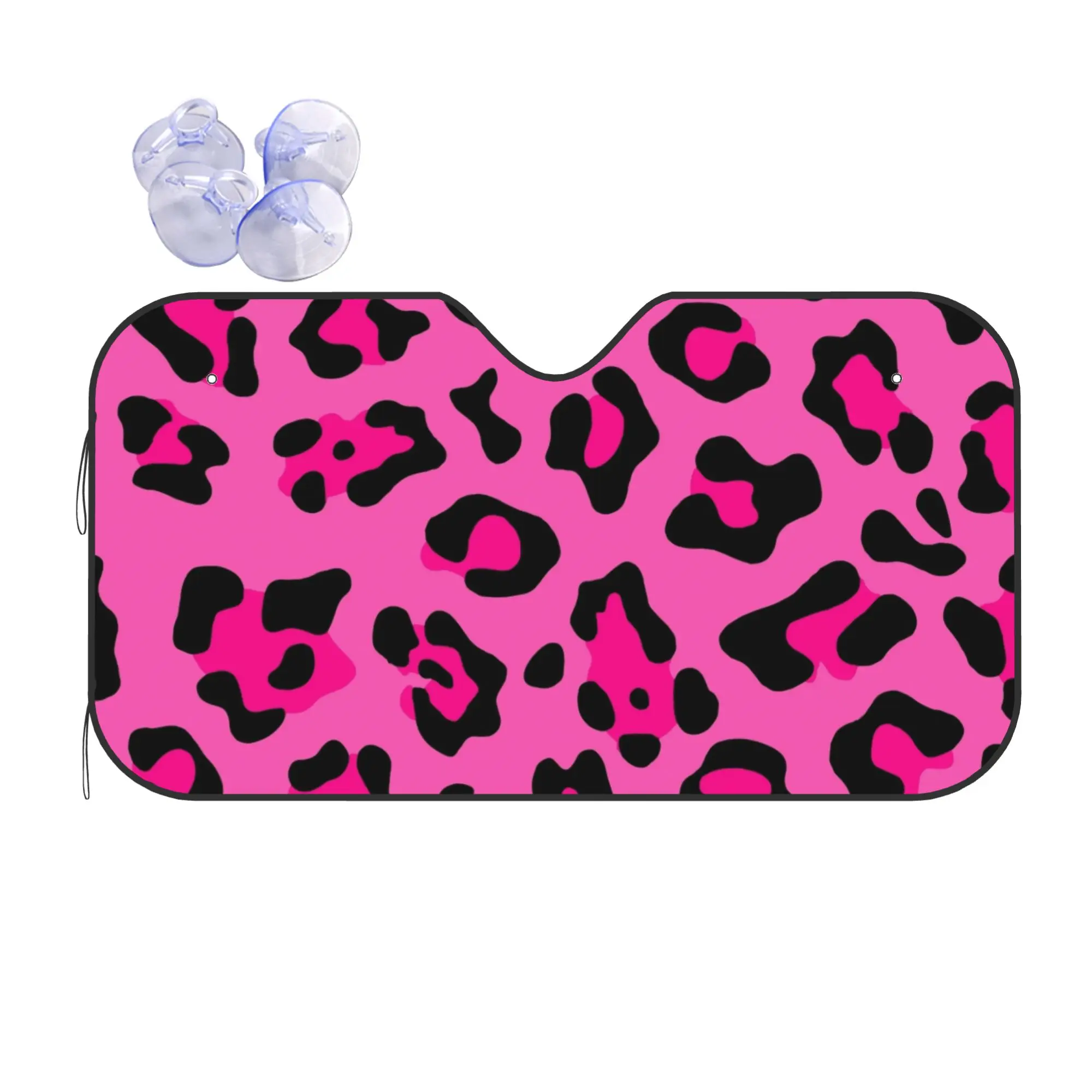 Car Front Windshield Sun Visor Heat Insulation Cover Hot Pink Leopard Animal Cheetah Car Sun Shade  Covers Car Solar Protection