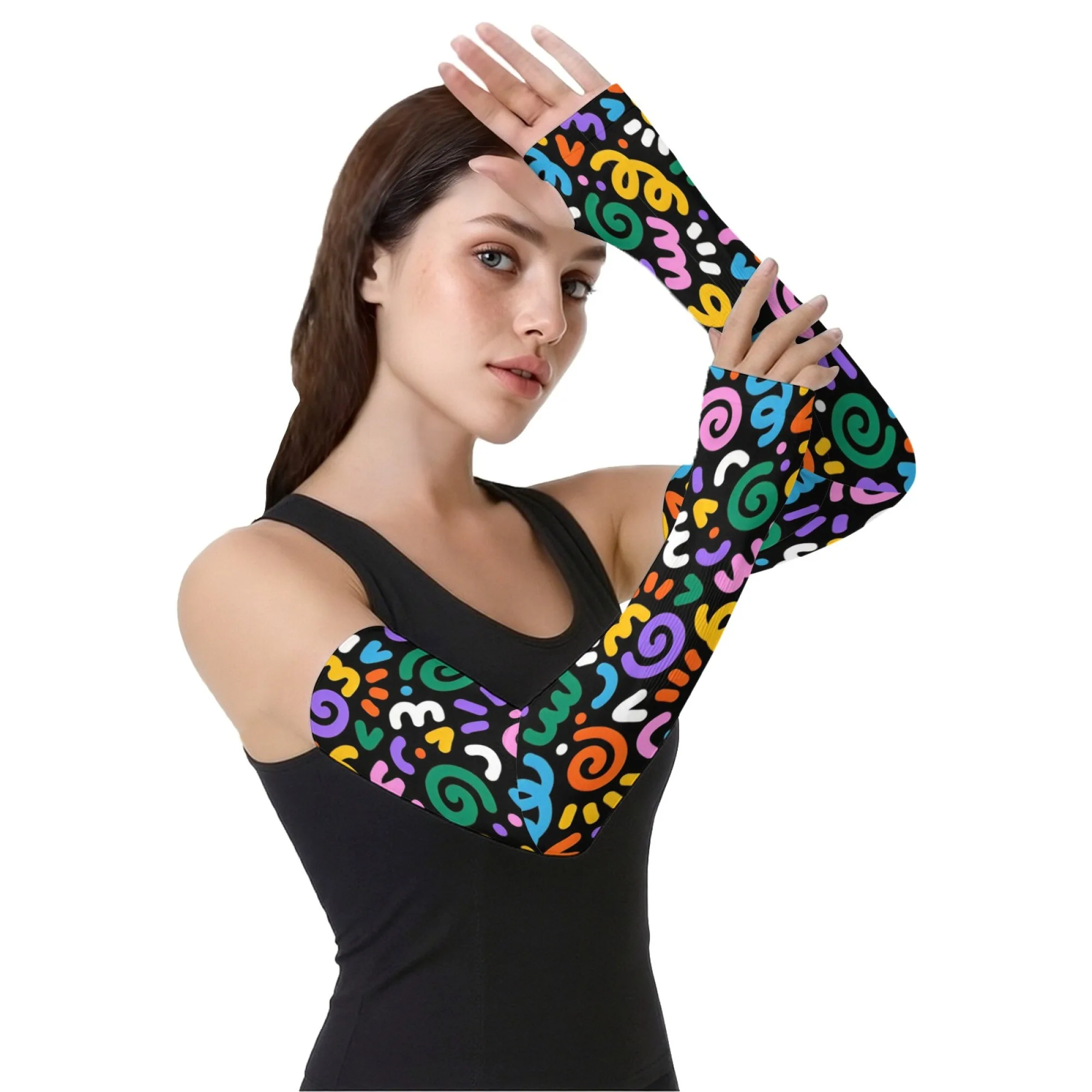 UV Shield Color Graffiti Printing Arm Guard Sleeve Outdoor Sports Mouth Sleeve Camping Picnic Elbow Pad Mountaineering Sleeves
