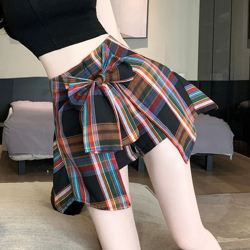 

Irregular Korean Ladies Zipper High Waist A-line Skirt Summer Patchwork Bow Women's Clothing Fashion Young Style New Shorts