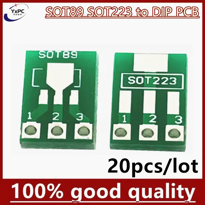 SOT89 SOT223-DIP PCB 전송 보드 핀 어댑터 변환기 플레이트, 양면 1.5mm 2.3mm-2.54mm 핀 피치 핀보드, 20 개