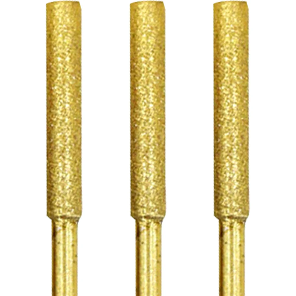 5 PCS Diamond Coated Cylinder Head Grinding Burr Drill Bit 4/4.8/5.5mm Grinding Bit Rotary Burr Set for Stone Carving DIY