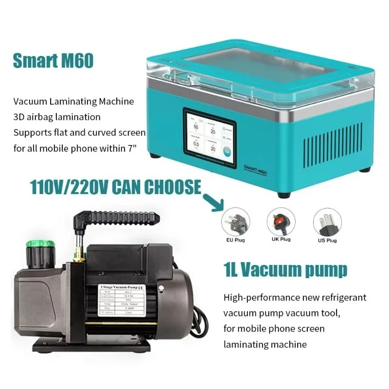 8 Inches Combo Kit 4 Pieces M60 MINI Vacuum Laminate M25 Max Bubble Remover LCD Separator Machine and 1L Vacuum Pump