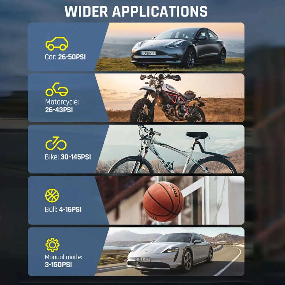 Portable Inflator Tire Air Pump Digital 6000mAh Car Air Compressor With LED Flashlight 150PSI 10.3bar