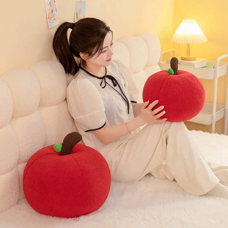 Nueva almohada de felpa de manzana grande, juguete de peluche de manzana de Navidad, muñeco de peluche de manzana roja encantadora, fruta de Navidad, regalos decorativos cómodos