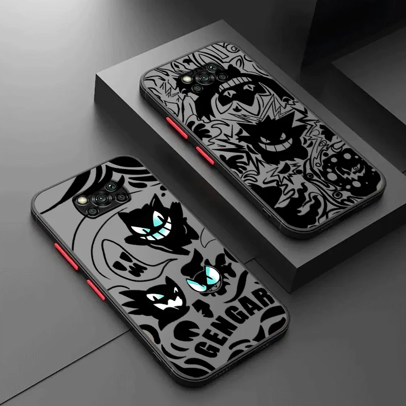 

G-Gengars P-Pokemones Anime Frosted Translucent For Xiaomi Mi Poco X5 X4 X3 M6 M5S M5 M4 M3 F5 F4 F3 GT Pro 5G TPU Phone Case