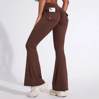 DIAS FIT JOY Pantalon de yoga évasé à poches pour femme, taille haute, effet push-up, séchage rapide, pour la course, l'exercice et la gym 5