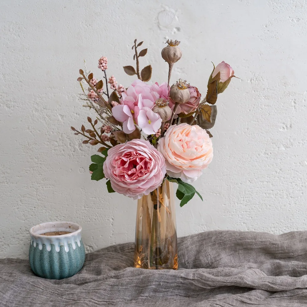

4PCS Peony Silk Artificial Flowers High Quality Home Living Room Wedding Bride Bouquet Party DIY Gift Fake Flower Decoration