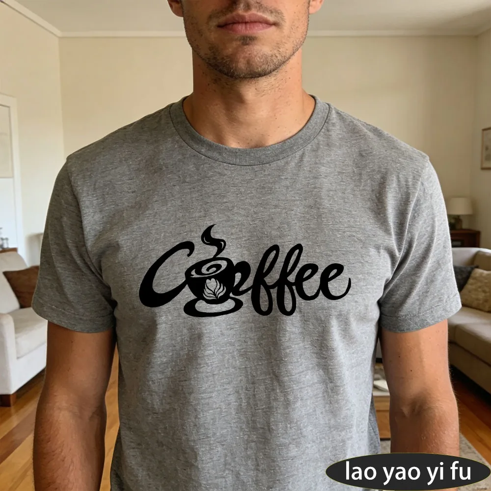 Black Wire Coffee Sign for Wall Bar Art Metal Coffee Letter Cup Decoration Farm Garden Coffee Tee Men Crew Neck Cotton Tshirt