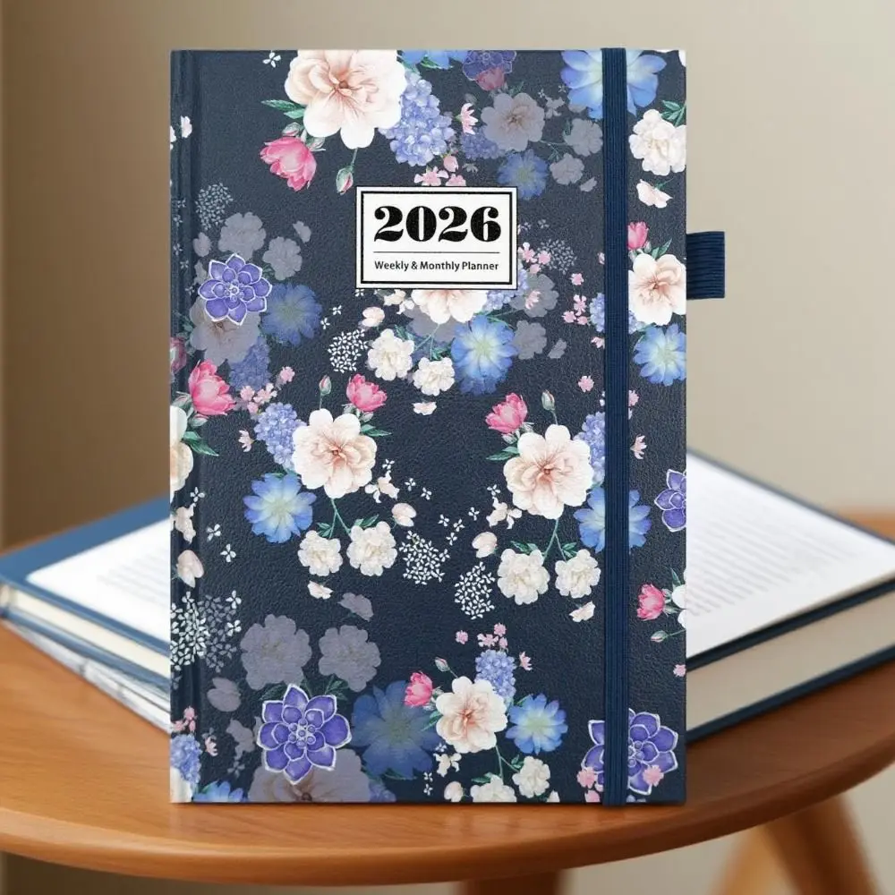 

English 2026 Schedule Planner Notepad Wear-resistant 12 Months A5 Agenda Planning Notebook PU Leather Cover Thick Paper