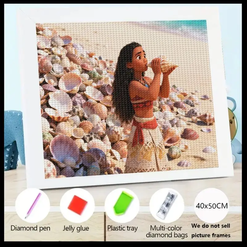 

1 шт., набор для алмазной живописи Disney Moana 5D, полная дрель, мультяшная принцесса, океанская приключения, поделка своими руками для детей и взрослых, тропический маяк