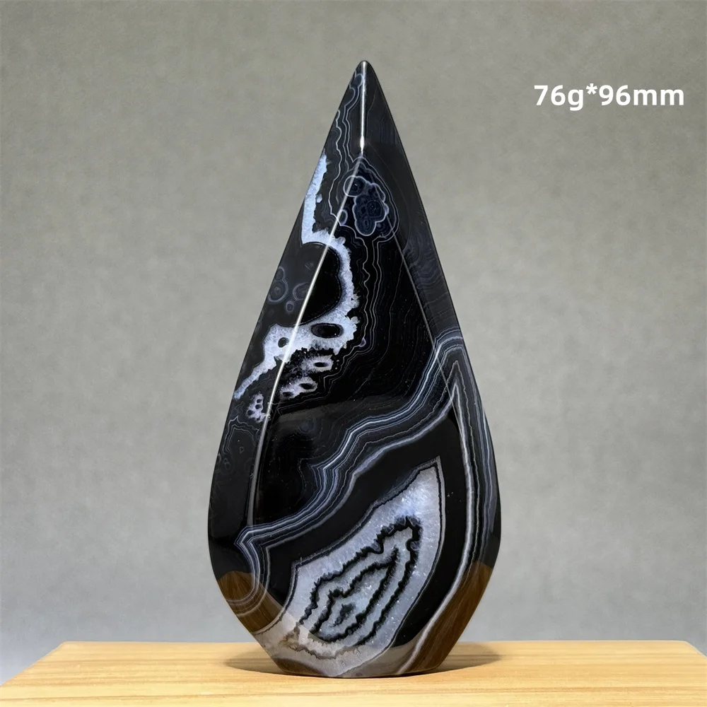 Beautiful Pattern Black Agate Free Form Torch Natural Quartz Therapy Chakra Witchcraft Meditation Massage Home Decoration Gift