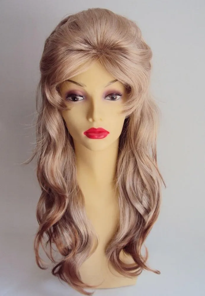 DELUXE BARBARELLA 1960's LONG WAVY BLONDE BEEHIVE DRAG FASHION COSTUME WIG