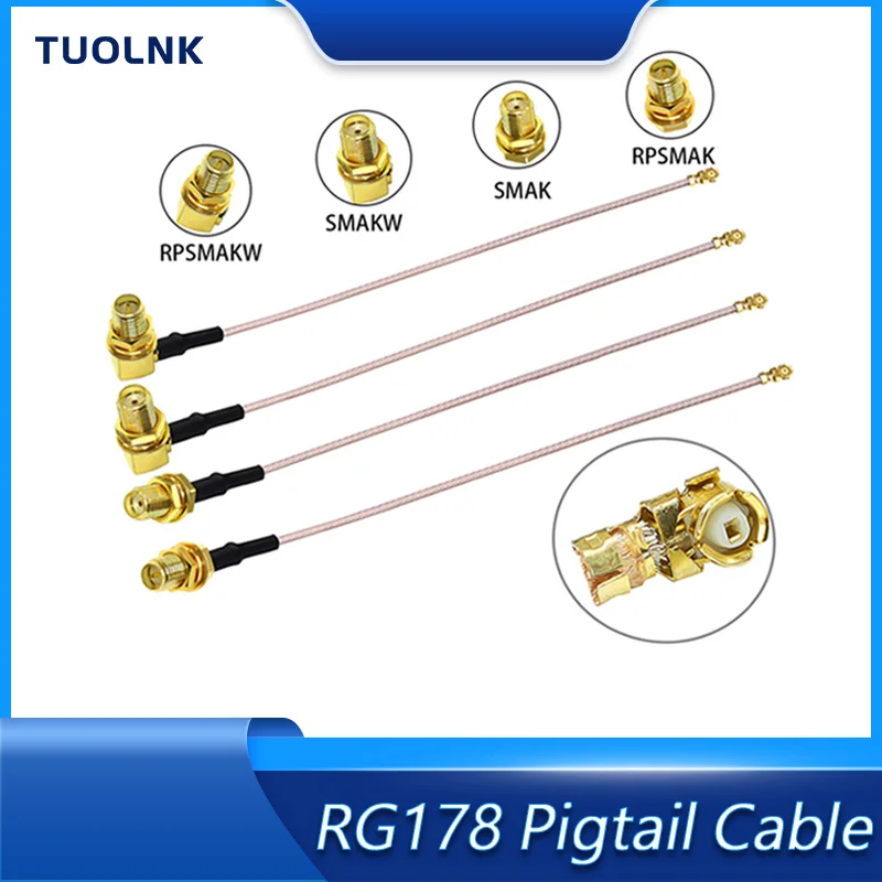 IPX IPEX U.FL Female to RP-SMA SMA Female RG178 Antenna WiFi Pigtail Cable Ufl to SMA RF Cable for Mini PCI WiFi GPS 15cm