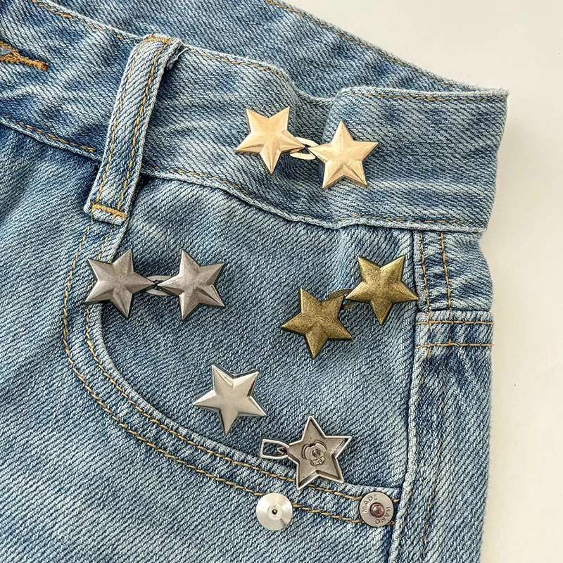 1 Pair Jeans Button Adjustable Clips For Pant Skirts Waist Tightener Buckle Snap Button Adjuster Pants Pin Retractable Button