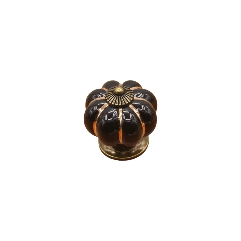Vintage Pumpkin Shape Cabinet Handles Single Hole Colorful Drawer Pulls Decorative Round Shape Cabinet Pulls Furniture Doors