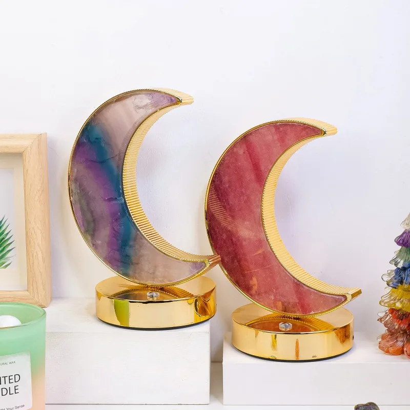 

Wholesale Natural Crystal Moon Shaped Ambient Light, Crystal Moon Light, Original Stone Home Lighting