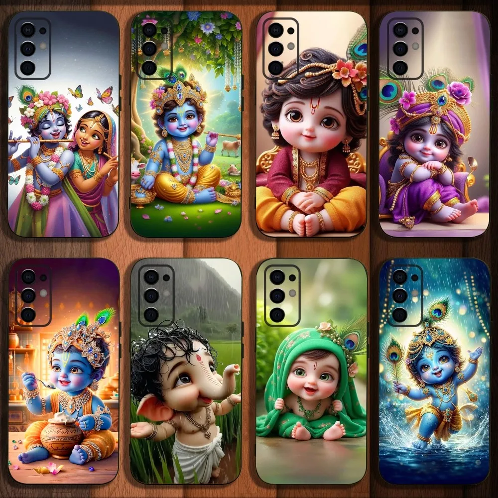 Indian God Lord Krishna Phone Case For Samsung S24,S21,S22,S23,S30,Ultra,S20,Plus,Fe,Lite,Note,10,9,5G Black Soft Cover