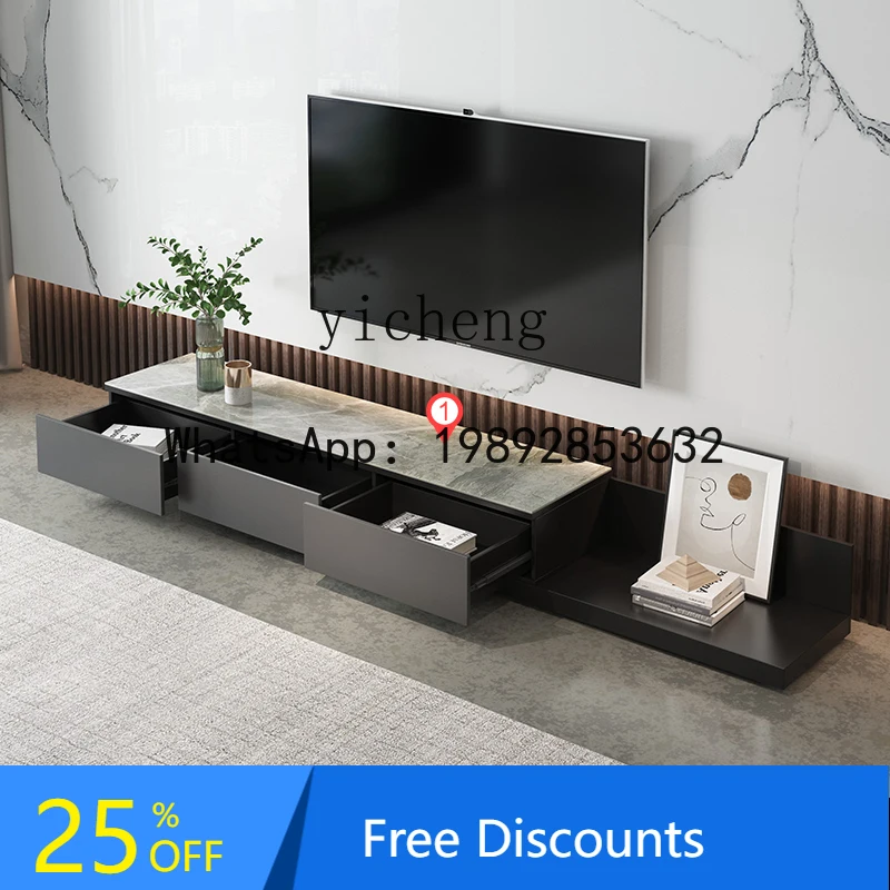 

modern rock slab coffee table telescopic TV cabinet combination living room tea table sofa complete set