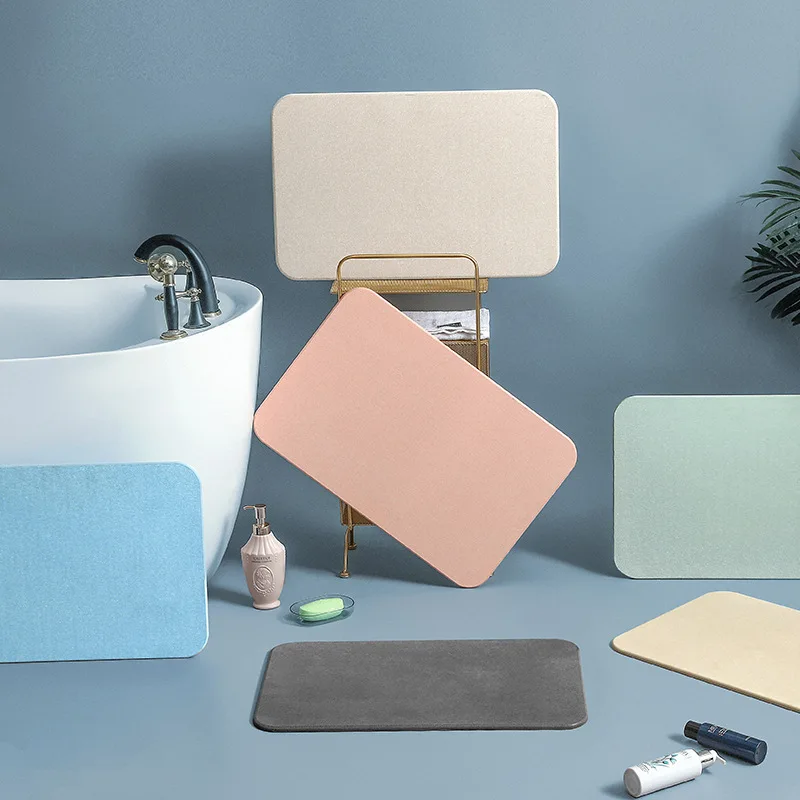 

Diatom Mud Mats, Absorbent, Non-slip, Quick Drying Pad, Toilet Door Mat, Bathroom, Household, Modern Simplicity, Earth, Hard