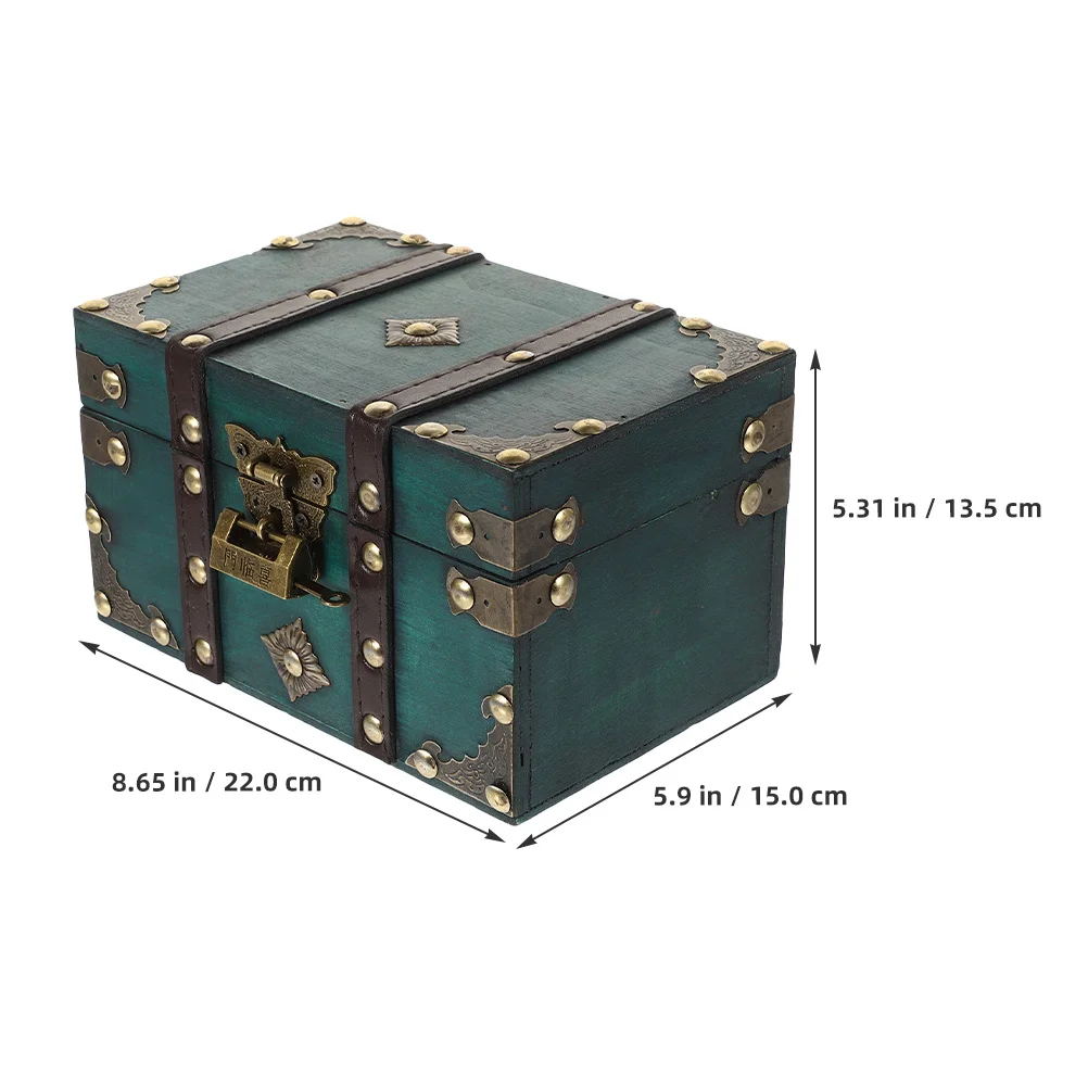 

Wooden Treasure Box Vintage Lockable Large Capacity Retro Jewelry Storage Chest Keepsake Wood Storage Chest Wooden Treasure Box