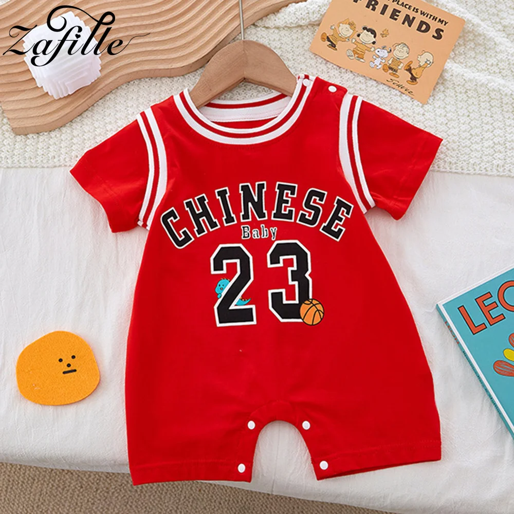 ZAFILLE 2023 Sport Style Baby Costume Boys Basketball Uniform For Boys Summer Newborns Jumpsuit Patchwork Kids Toddler Clothes