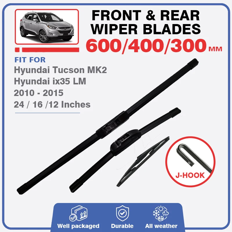 

Wiper Blades For Hyundai Tucson MK2 ix35 LM 2010 2011 2012 2013 2014 2015 Front Rear Windshield Windscreen 24"16"12" Accessories