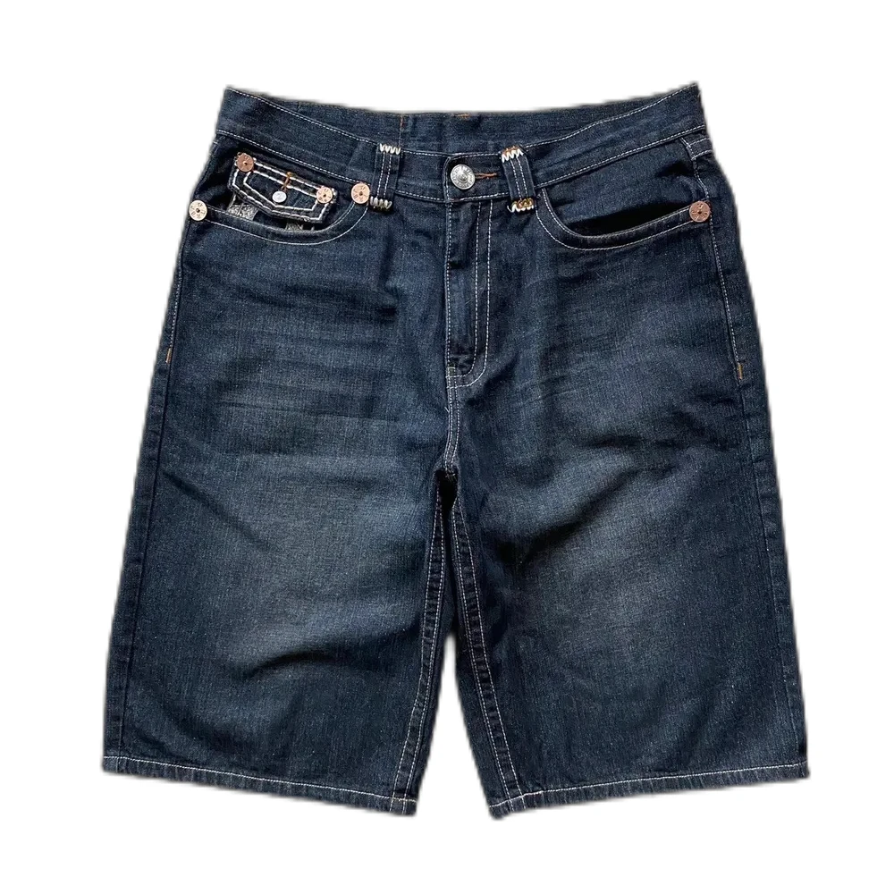 Sommer Harajuku religiösen Glauben bestickt y2k Denim Shorts neue Straße Retro Hip-Hop Gothic Denim Fünf-Punkt-Hosen Traf