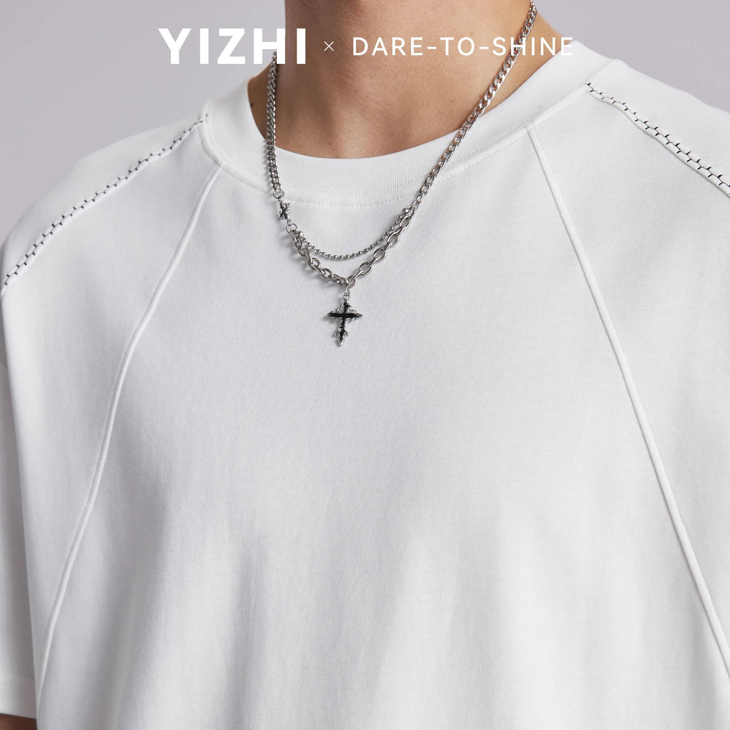Summer Men's Solid Color Tee Korean Style Exposed Shoulder Stitching Loose Breathable Versatile Comfortable Short Sleeve Tops