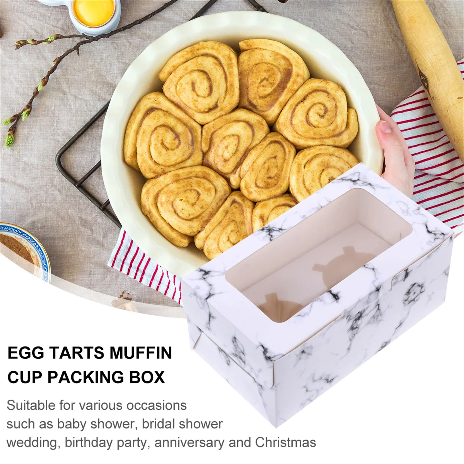 

10Pcs Premium Quality EcoFriendly Paper Cake Boxes Egg Tart Containers Muffin Holders With Clear Viewing Window For Baking Goods