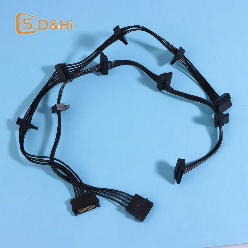 1PCS 18AWG Cable 15Pin SATA/4PIN Power Supply Splitter Cable Hard Drive 1 Male To 5 Female Extension Power Cord For DIY PC Sever