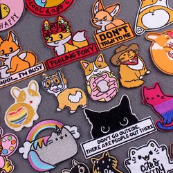 Cartoon Fox Corgi Patch sui vestiti fai da te simpatico animale ferro sulle toppe per i vestiti strisce ricamo Patch distintivi sullo zaino