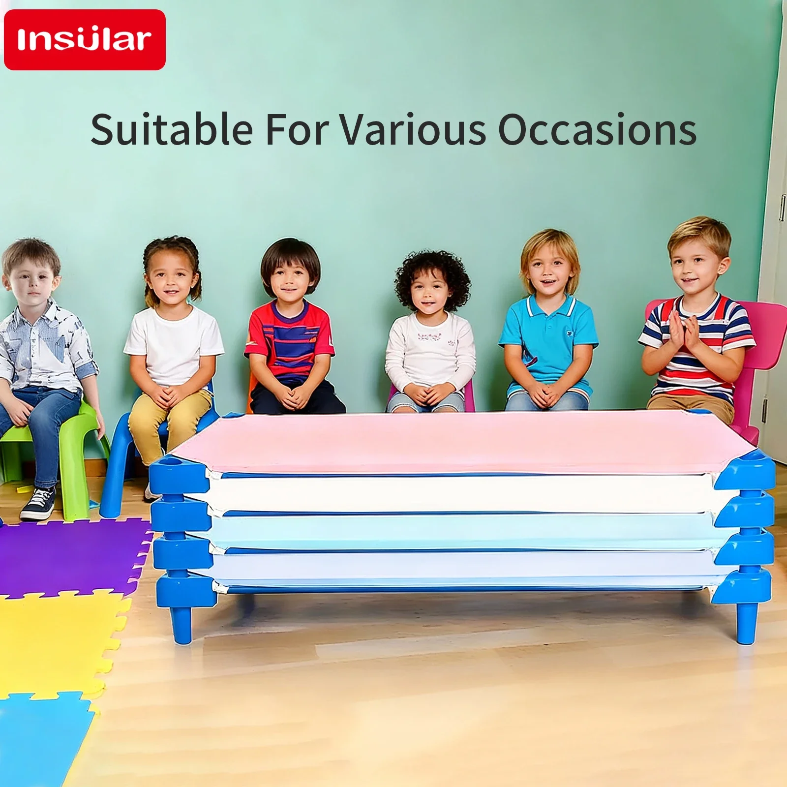 Kindergarten Fitted Sheet Ventilate Loose Tight String Kids Nap Cot Cover Child Bed Sheet Portable 4-corner Rubber Bands Fix