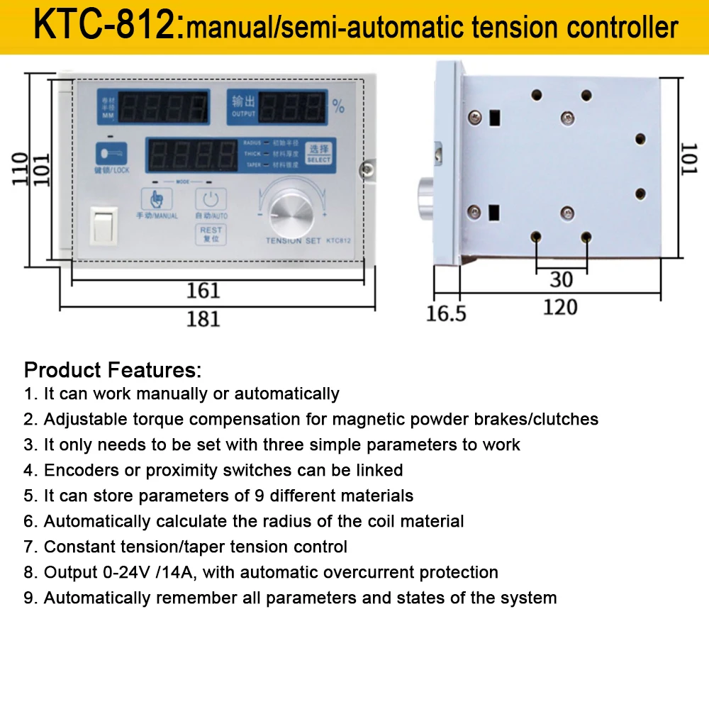 Pequeno freio de pó magnético de eixo único 0.5/1/2/5 nm 24v dc kit controlador de tensão manual para máquina de impressão, máquina têxtil