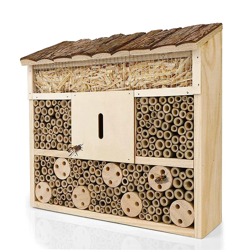 Outside Nice Wooden Insect Bird House Hotel Cages Butterfly Bird Insect Hotel With Wooden Roof Untreated