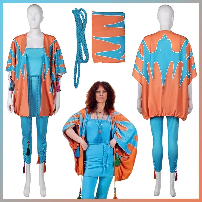 

FC61970s Band Costume Disguise Anni Frid Cosplay Fantasy Retro Boho Disco Clothing Adult Women Roleplay Fantasia Outfits Ha@FC8！